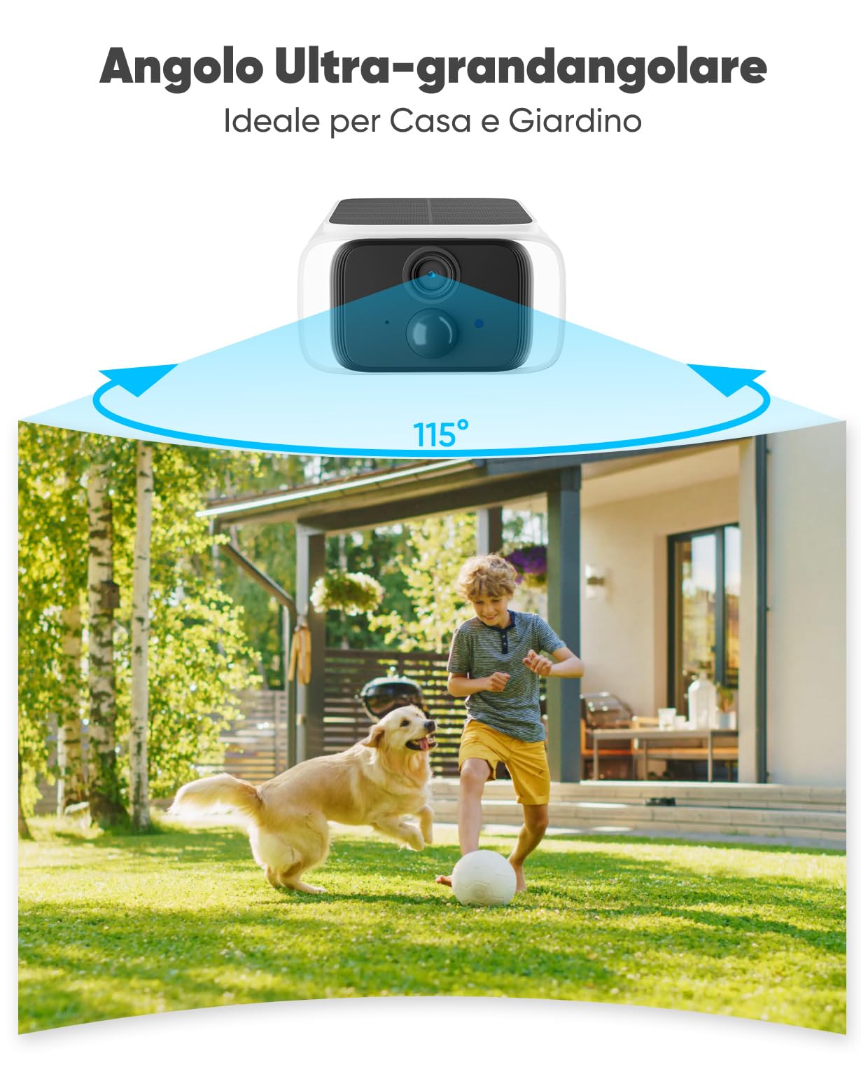 blurams 2K Telecamera WiFi Esterno Senza Fili - Pannello Solare Integrato