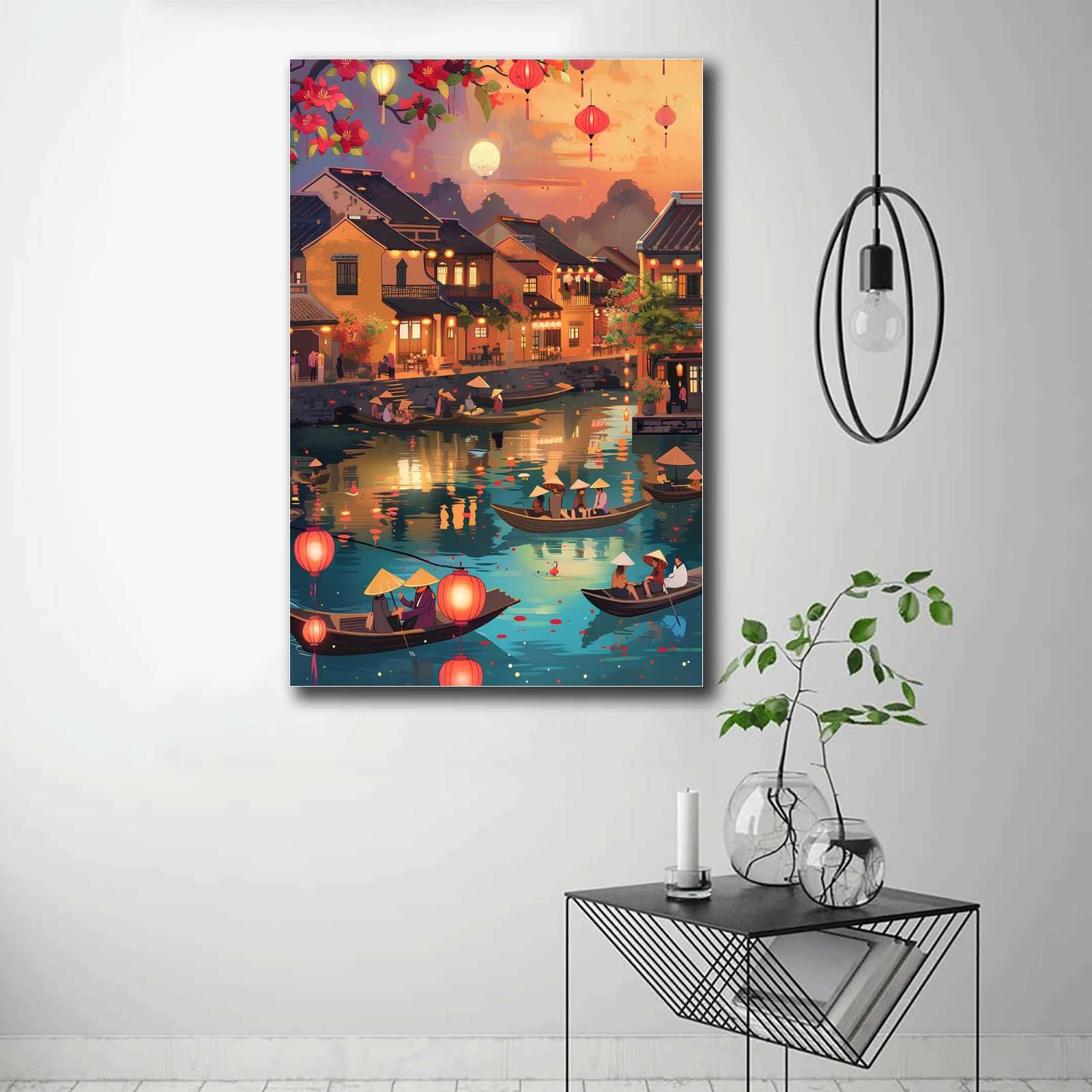 Amazon.com: SENLYCH Wall Art Canvas Print Vietnam Lantern Festival