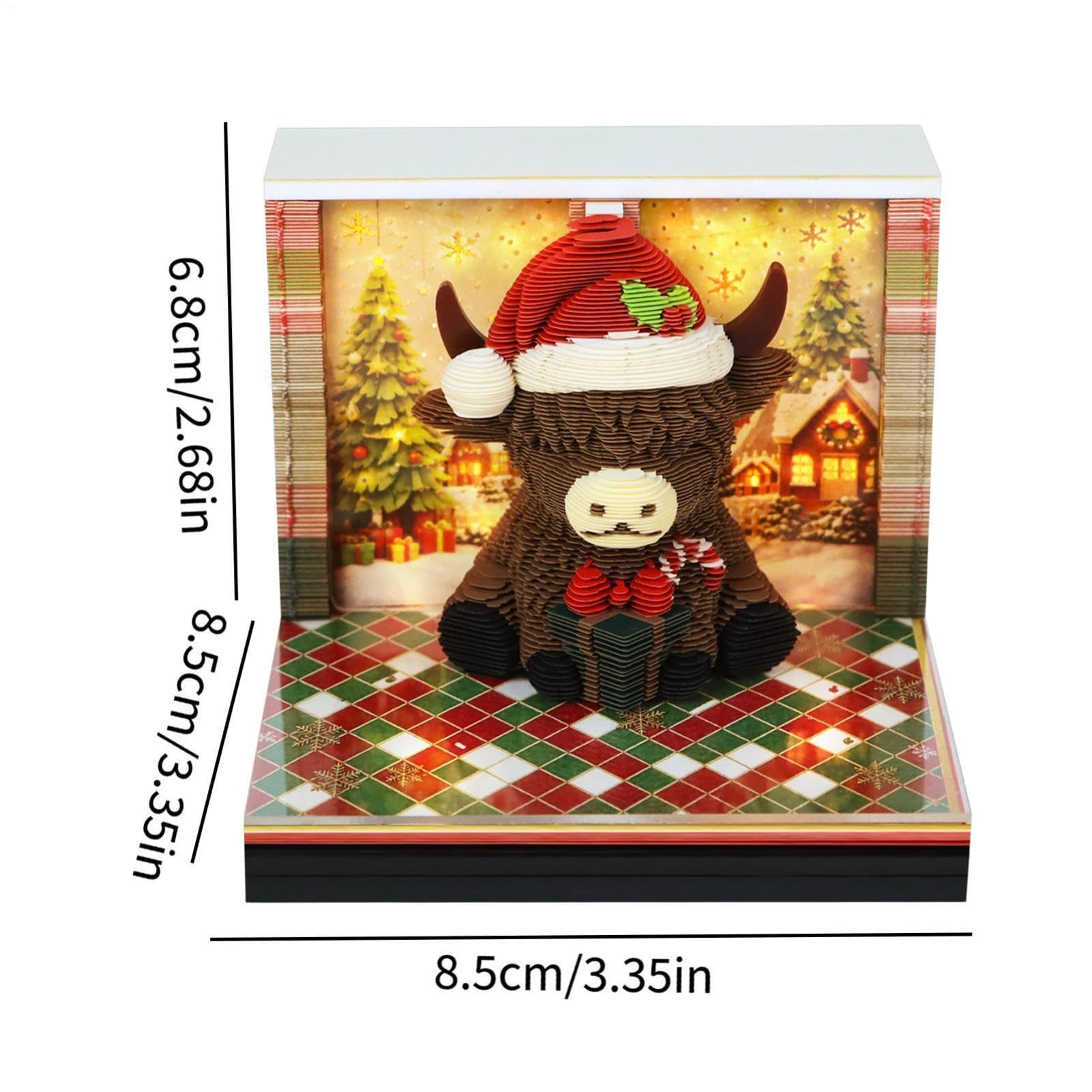 Calendrier 3D détachable 250 feuilles de Noël en avec motif vache