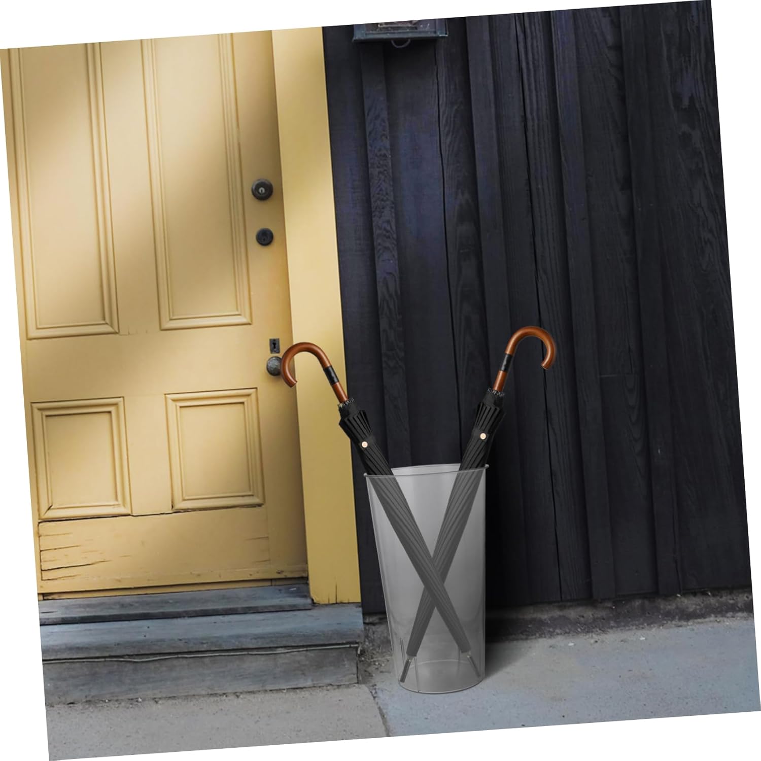 Transparent Round Umbrella Holder Clear Plastic Deep Umbrella Container for Home Entryway