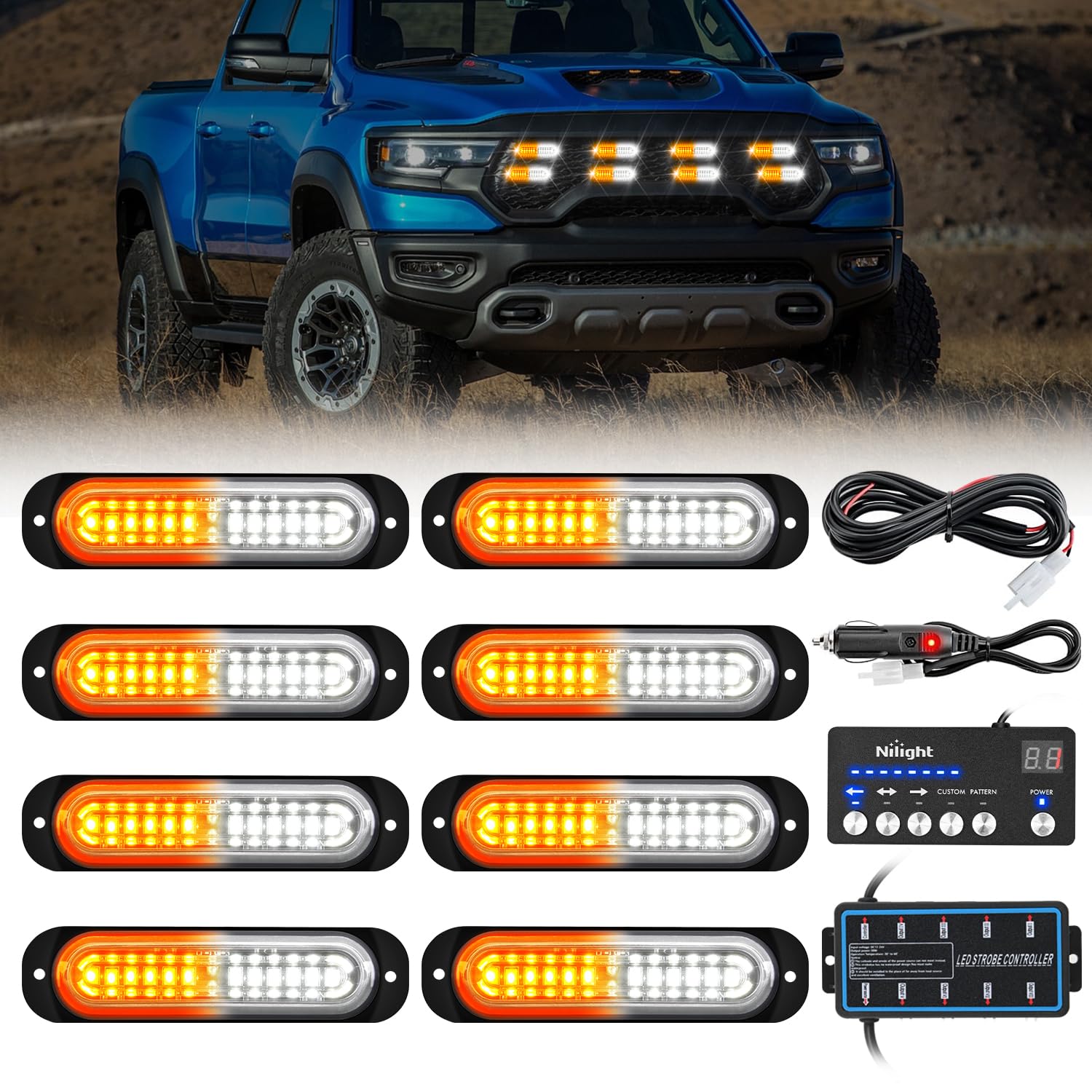 Nilight 8PCS LED Strobe Lights
