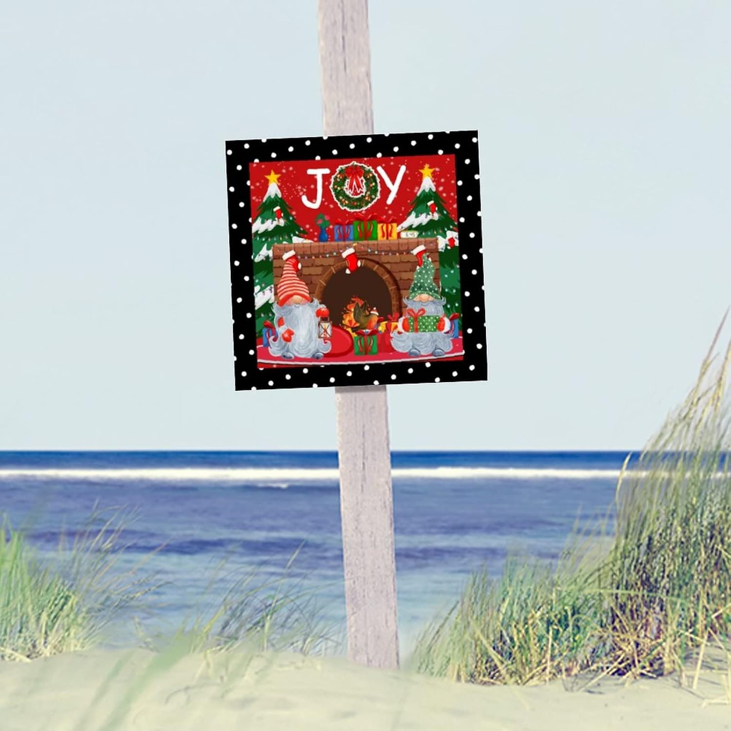 Christmas Wreath Joy Wooden Signs Classic Gnome Home Fireplace Christmas Tree Wood Sign Plaque Merry And Bright Wood Decor Farmhouse Wall Hanging Plaque For Home Living Room Office Entryway 16x16in