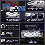 YUNZII B75 Mechanical Keyboard,75% Layout with Knob,Hot Swappable RGB Backlit Gasket Mounted, Creamy Typing, Double-Shot PBT Keycaps,Cherry Profile,for Win/Mac (Dark Grey, Cocoa Cream V2 Switch)