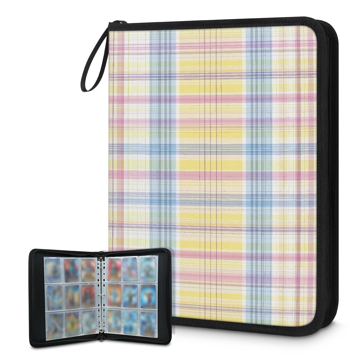 Mexpekil Raccoglitore a 9 tasche con 50 pagine a caricamento laterale, per 900 carte, con cerniera, impermeabile, porta carte