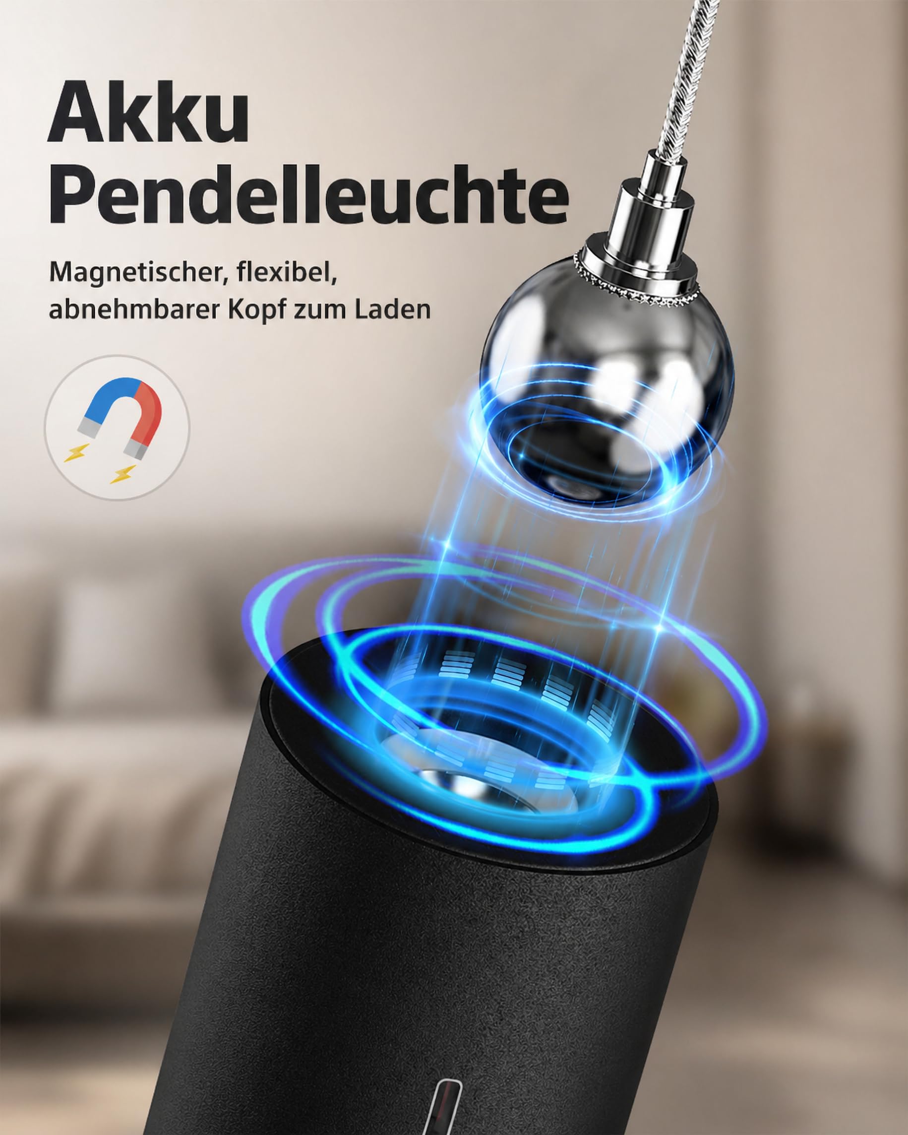 ACMHNC Akku Pendelleuchte, 2er LED Hängelampe mit Batterie 4500mAh, Dimmbare mit Fernbedienung, Timer 1/2/4/6H, 3 Lichtfarben, 5W Pendelleuchte Schwarz für Schlafzimmer, Esstisch, Ø4x30cm