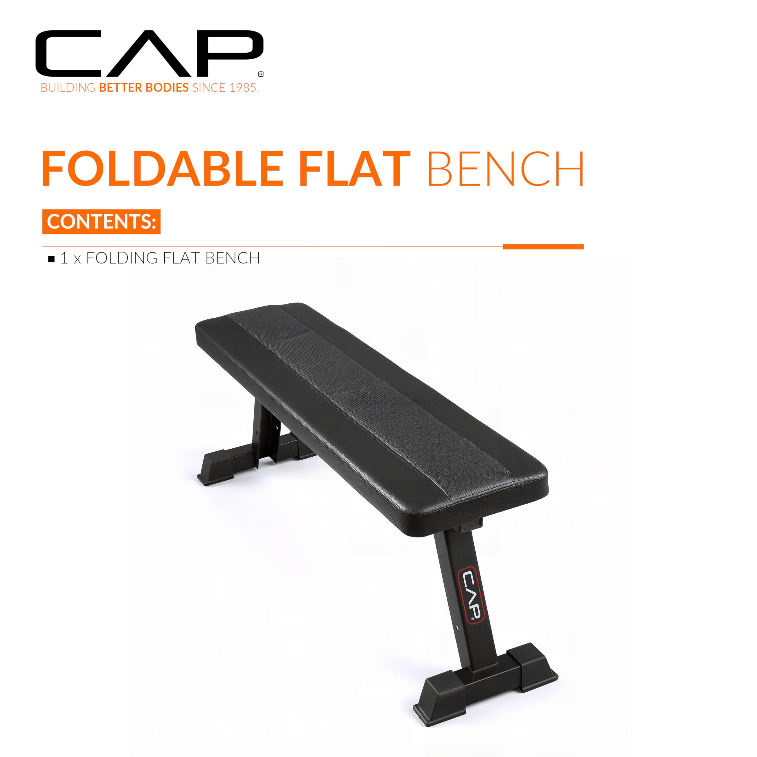 Foldable Flat Weight Bench | Folding Workout Bench with Steel Frame, Thick Box-Stitched Padding & 600 LB Capacity | Compact Home Gym Strength Training Bench