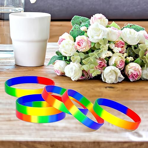 Miniatura 7 de 78pcs Pulseras de Orgullo Gay Rainbow Pulseras de Silicona LGBT Lesbianas Rainbow Pulseras para Desfiles Rainbow Festival