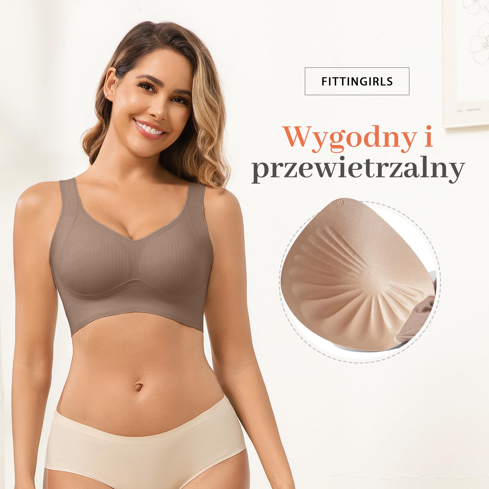 codzienny biustonosz w rozmiarze plus z pełnym pokryciem, bezszwowym i przyjemnym w dotyku.