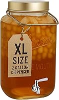 Vista 7 de Kitchentoolz Big 2 Gallon Glass Drink Dispenser with Large Airtight Metal Lid and Handle – Square Mason Jar Beverage Container with Stainless Steel