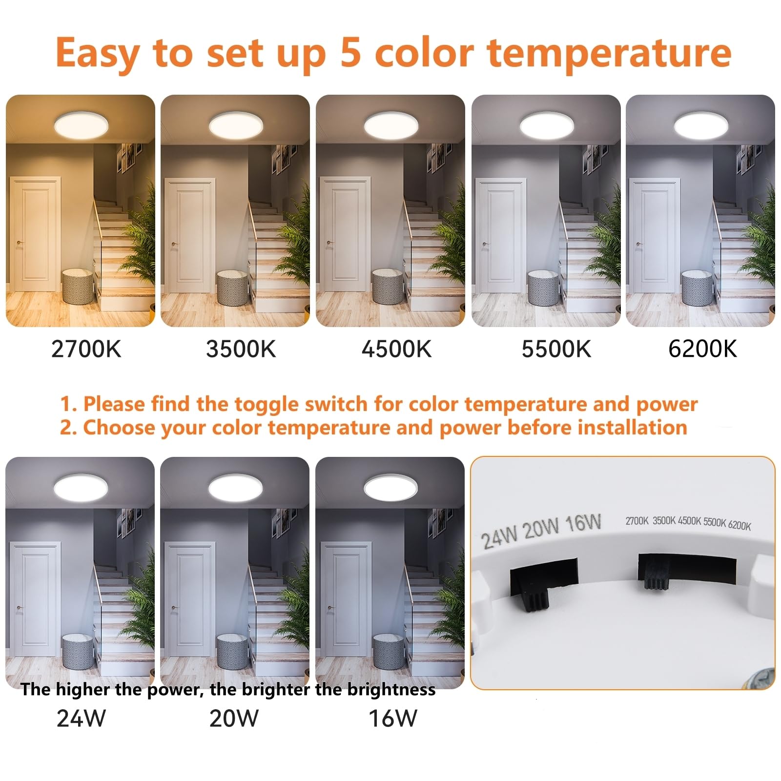 AVANLO 2 Stück LED Deckenleuchte Flach Ø30CM, Superhell 2400LM 24W Deckenlampe Wohnzimmer, 5 Farbtemperaturen Ultra Dünn Rund Küchenlampe für Schlafzimmer Balkon Flur Garage