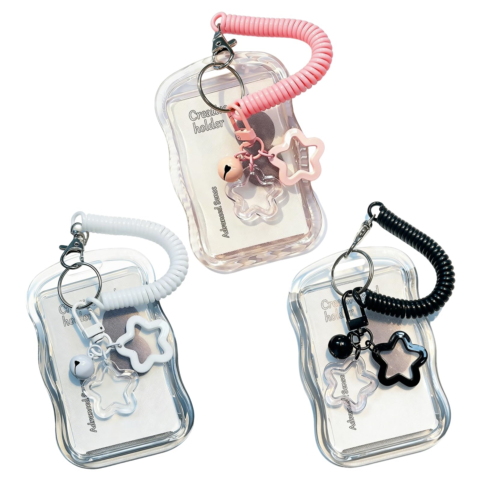 Mabor Fotokaarthouders van acryl, met sleutelhanger, Idol ID-kaarthouder, Kawaii fotokaartenhouder voor selfies, idoolfoto's (roze, blauw