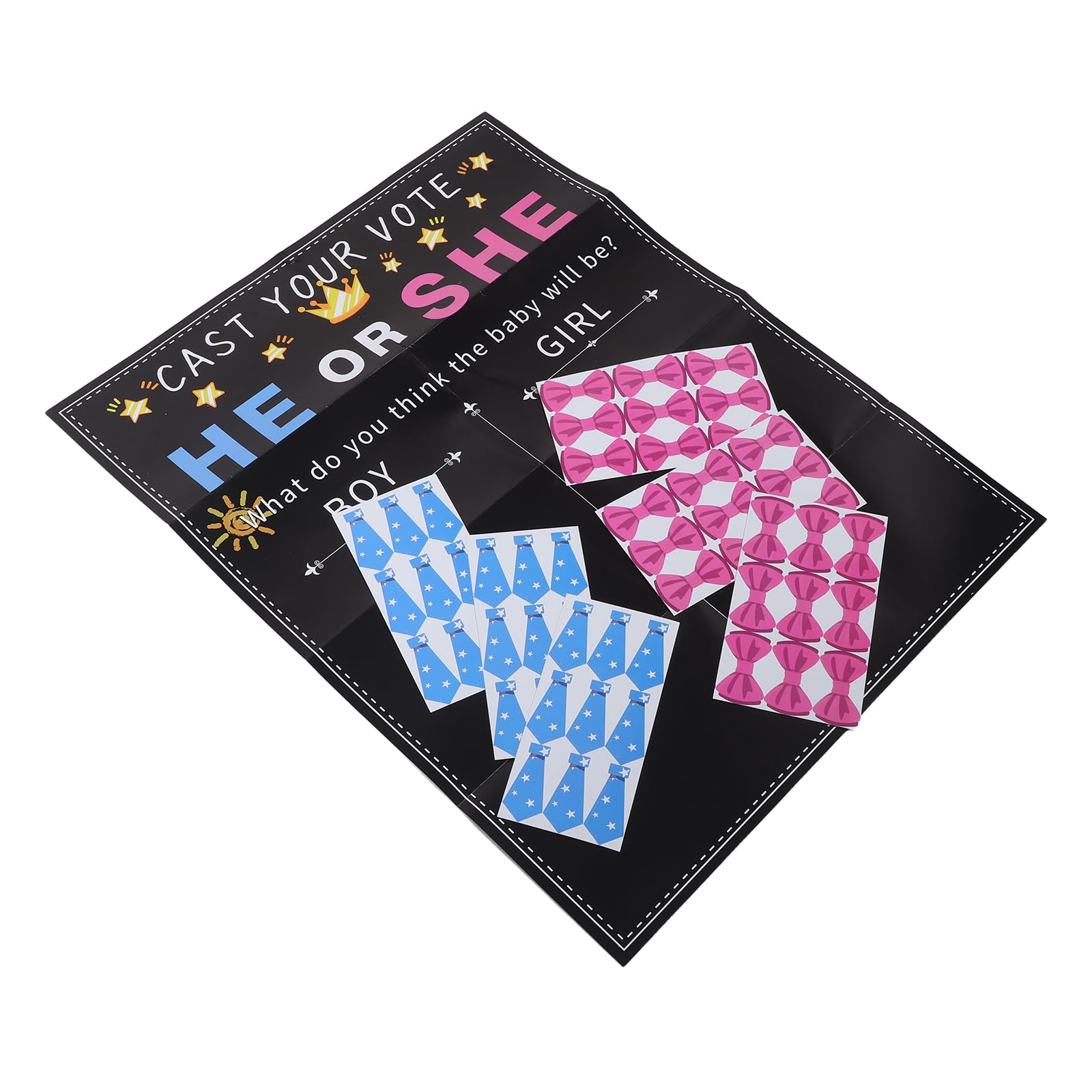 Gender Reveal Party Supplies Kit with He Or She Voting Board, Interactive Gender Reveal Games Set for Boy Or Girl Announcement, Photo Props and Stickers for Themed Celebration