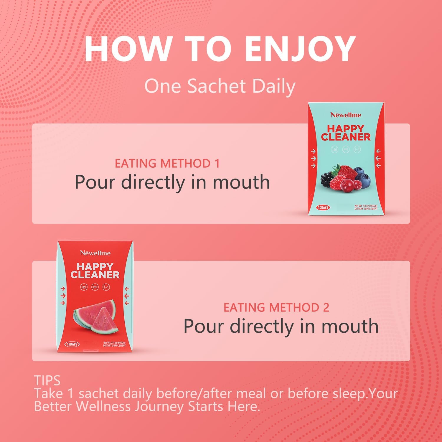 Newellme Watermelon Berry Superfoods Happy Cleaner Probiotic Powder, Happy Cleaner para Bajar De Peso, Natural Antioxidant & Greens Mix with Fruits and Veggies (42-Days, Watermelon)