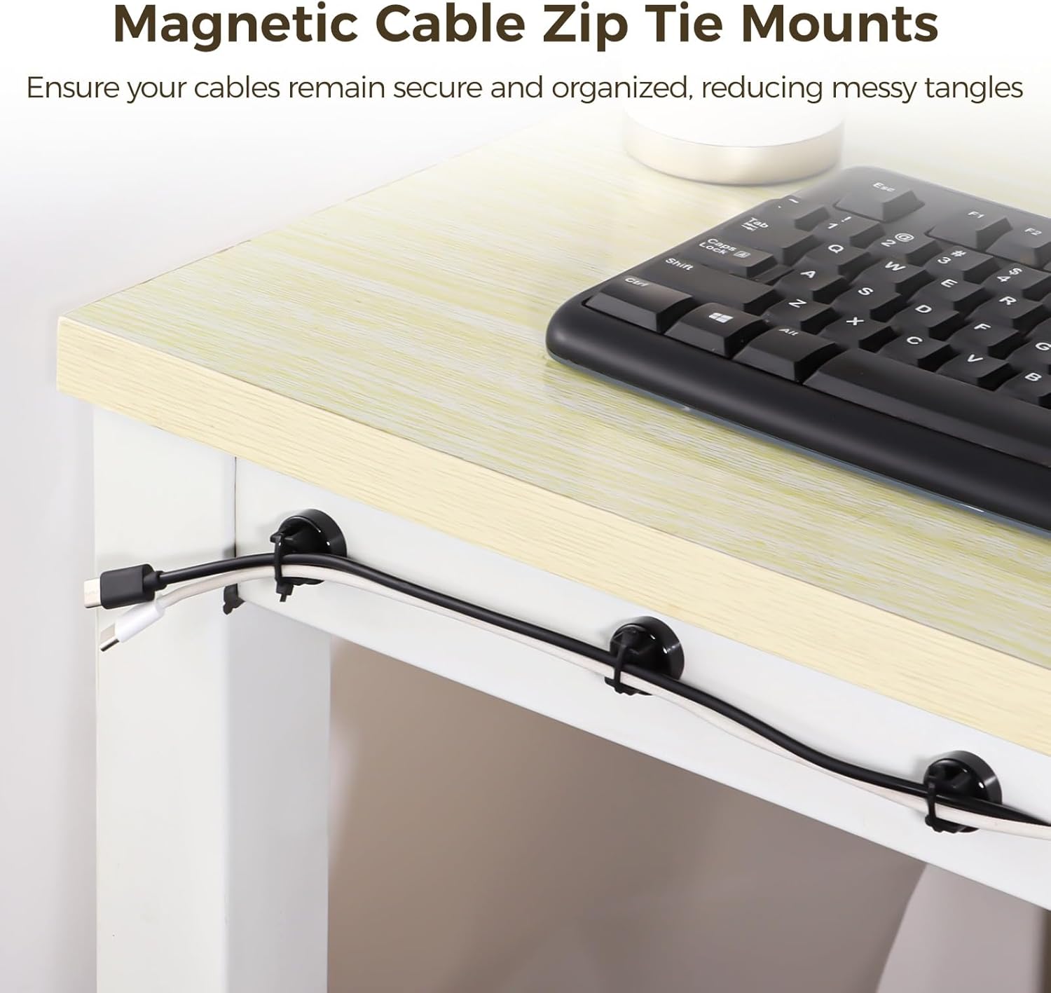Magnetic Cable Zip Tie Mounts, 50 Pcs Magnets with 200 Pcs Cable Zip Ties, Multipurpose Magnetic Cable Holder for Cable Management, Wire Management Bases, Wire Cable Clips