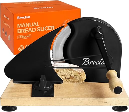 Brvclon Manual Bread Slicer Adjustable Thickness, Hand Crank Bread Slicer