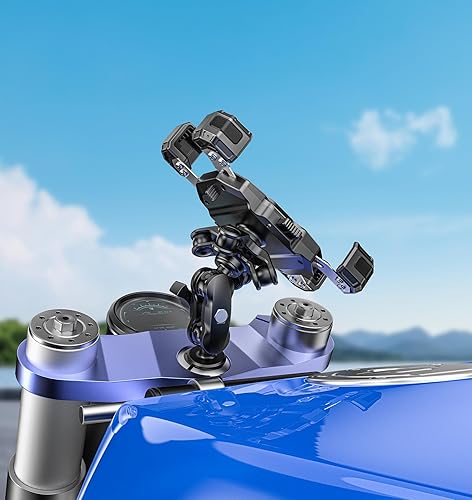 Miniatura 9 de Soporte de teléfono para horquilla de motocicleta con amortiguador de vibraciones, soporte para teléfono celular de motocicleta con brazo corto