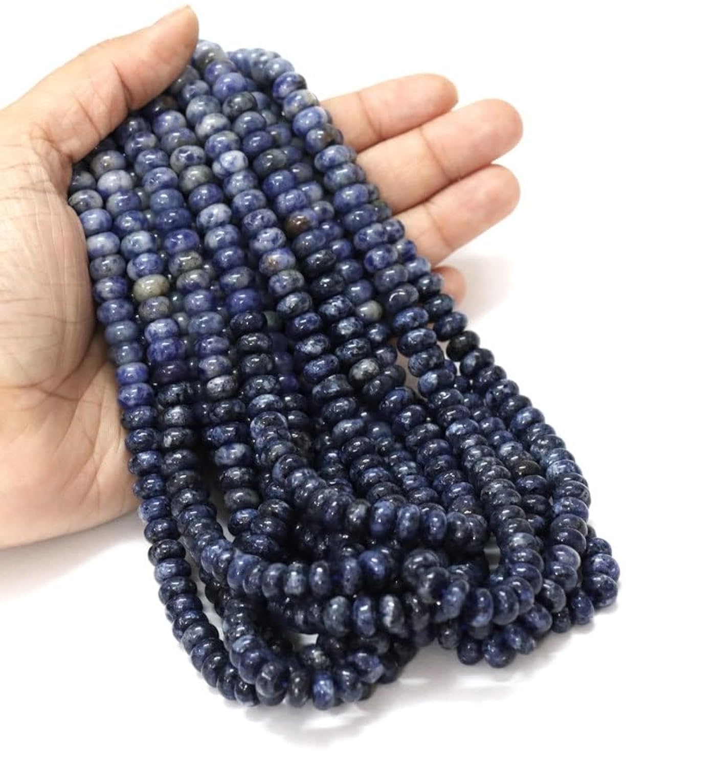 Perles en sodalite naturelle 7-8 mm pour fabriquer des bijoux solides sans imperfections