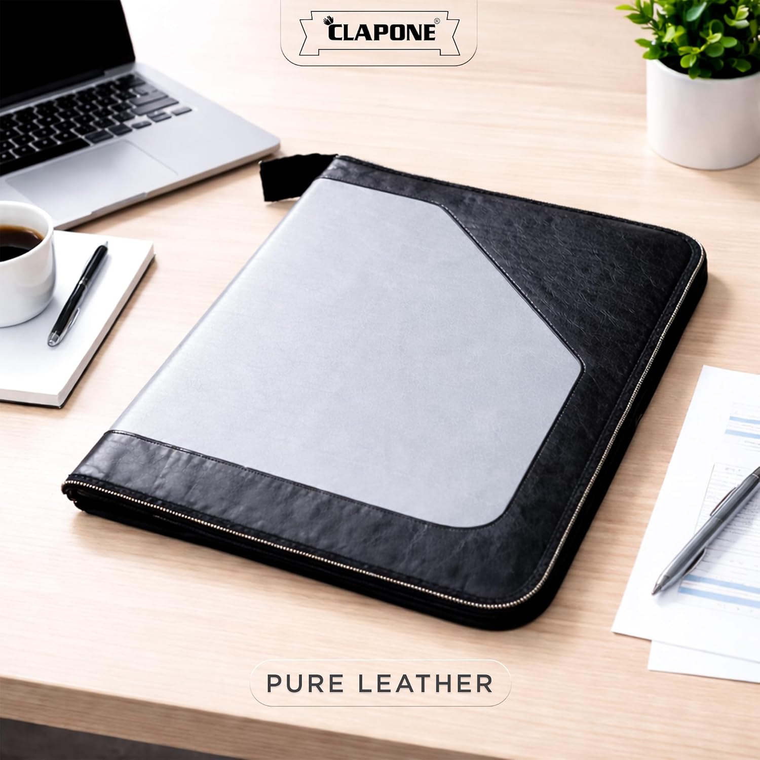 PU Leather 12-Pocket A4 File Organizer Professional Document Holder for Certificates, Legal Documents, Home, Office, Coloured File Folders, Multipurpose, School Use (Grey)