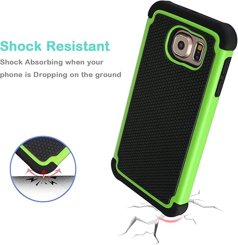 Miniatura 3 de Jeylly Funda para Galaxy S6, funda para Samsung S6, exterior de plástico duro absorbente de golpes + funda de silicona interior de goma protectora