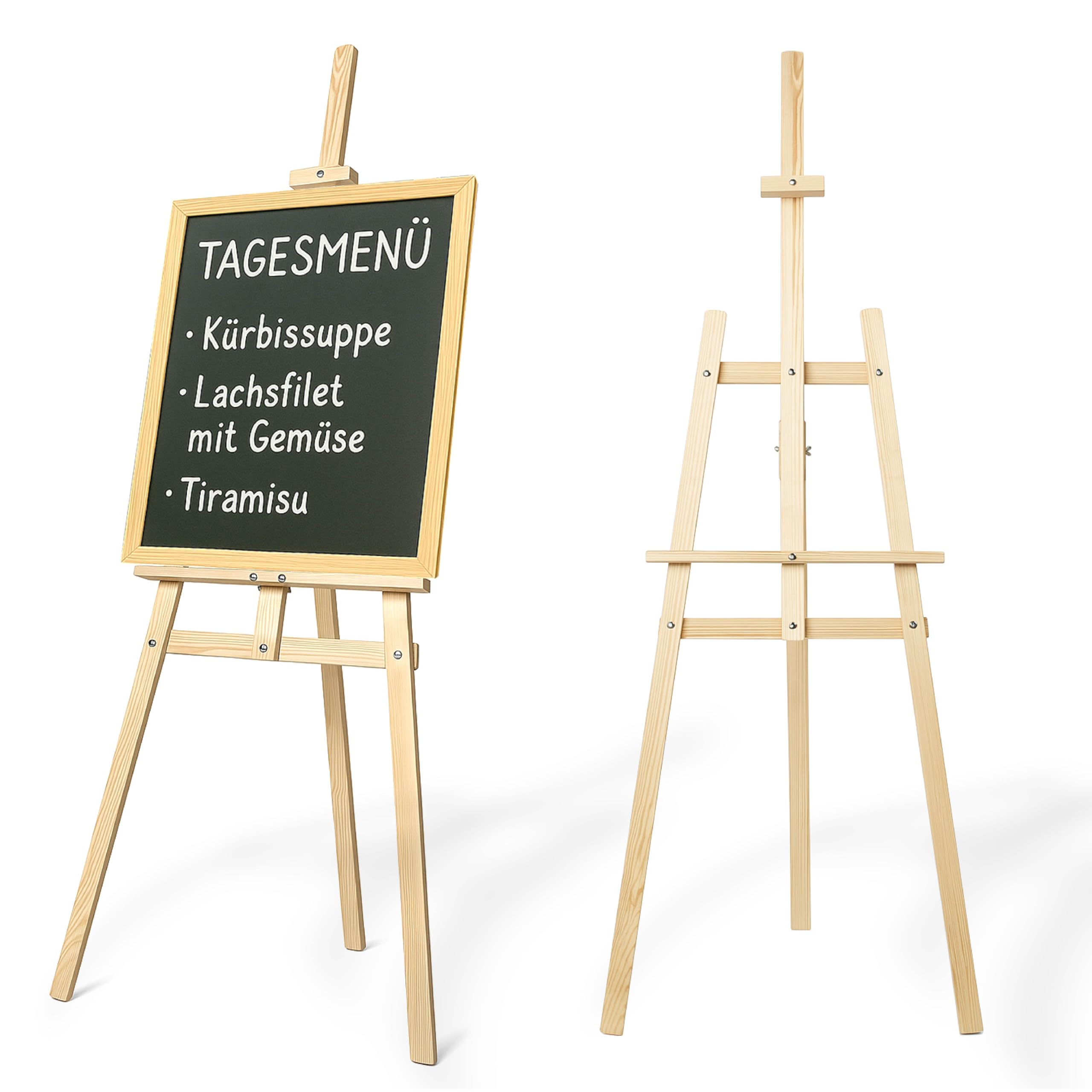 Cavalletto XXL in legno di pino Grande 170 cm per tela fino a 100 cm. Adatto per bambini e adulti. Regolabile per matrimoni, eventi, pittura, mostre, pubblicità all'aperto