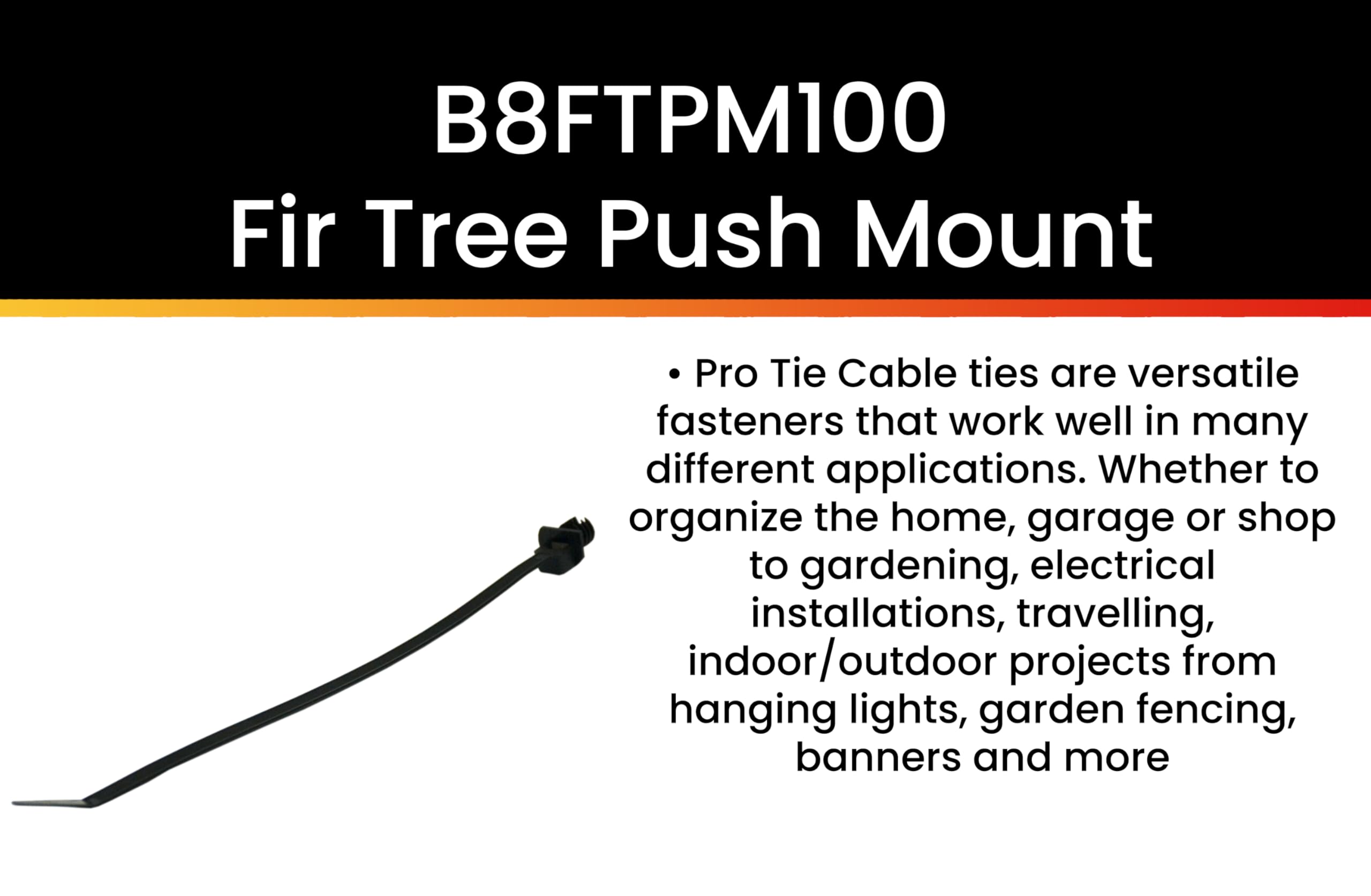 Pro para B8Ftpm100 (abeto árbol Empuje Monte Cable Tie, UV Nylon negro, 100-Pack