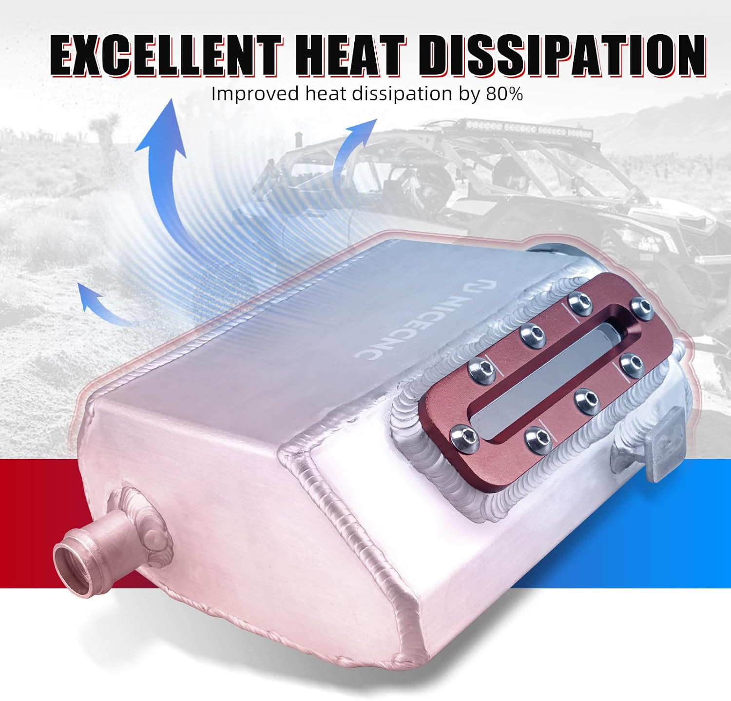 NICECNC Red Cooling Reservoir Tank with Visual Window | Compatible with Can Am Defender HD10 4X4 2016-2018, Maverick 1000 4x4 XRS 2013, See Fitments