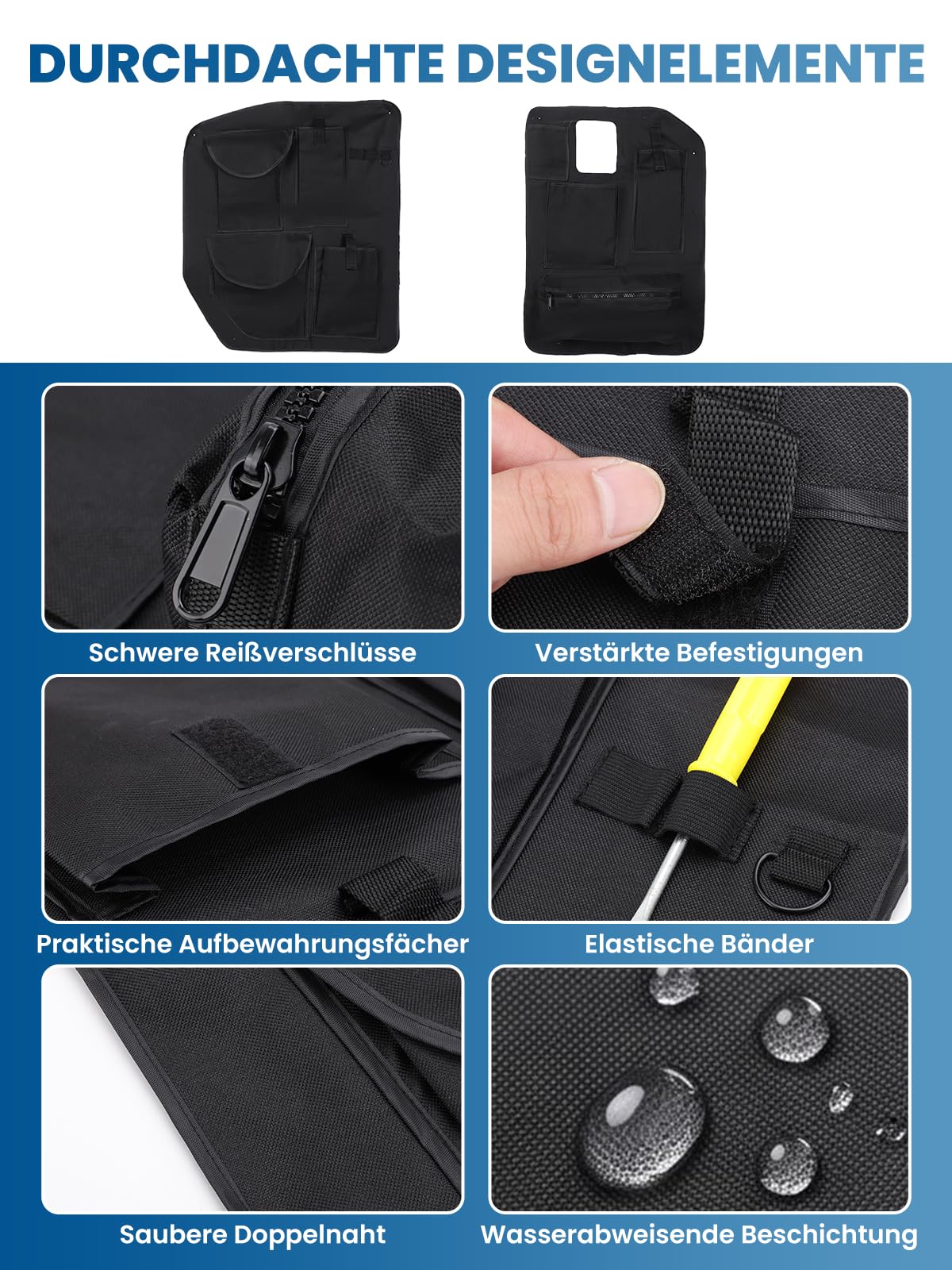 2er Set Aufbewahrungsorganizer Kompatibel mit Sprinter 2018-2026 VS30 W907/W910 Scheunentor Hecktür Taschen Kofferraum Auto Camping Zubehör Werkzeugtasche 600D Oxford Gewebe Wasserdicht