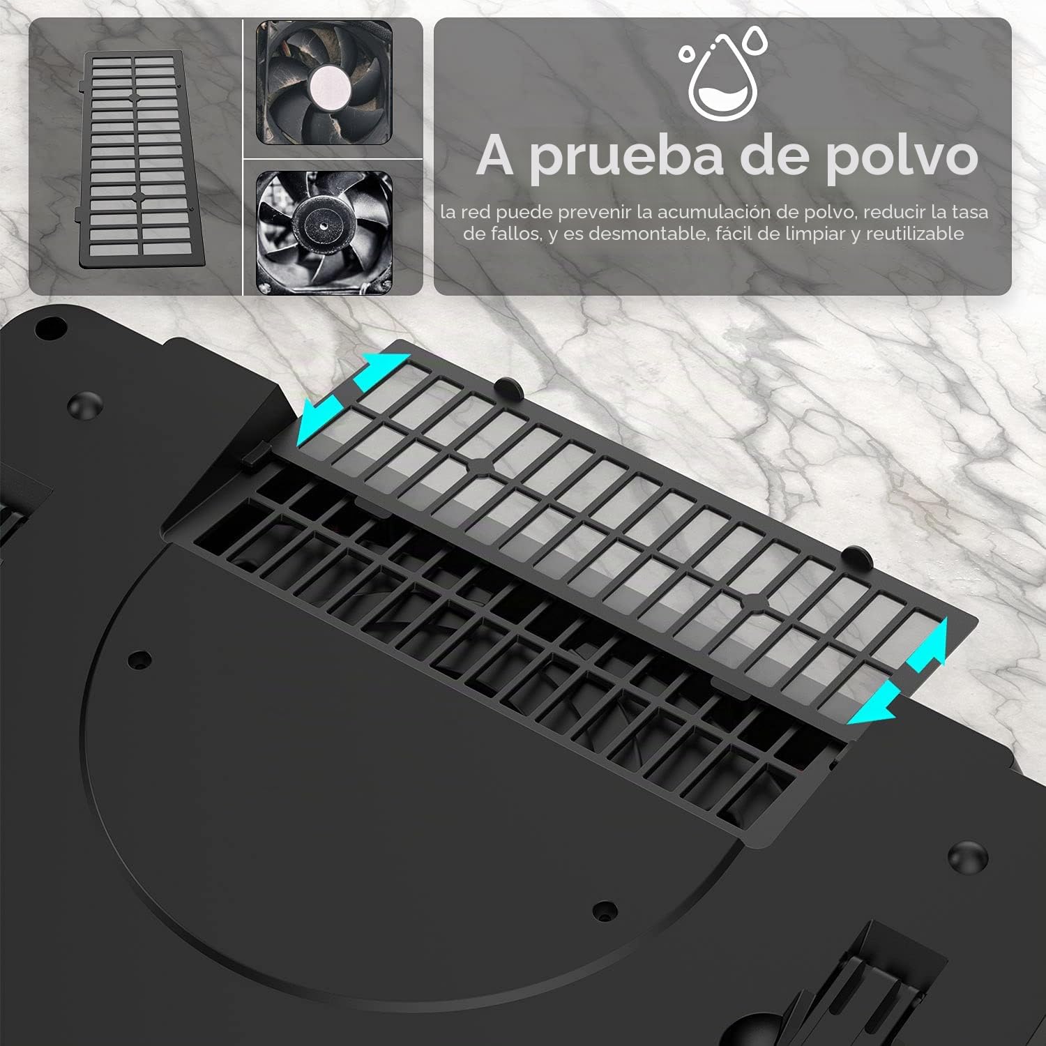 IETS GT500 Base de refrigeración para portátiles de 13"-17,3", potente y rápida, 4200 RPM, velocidad infinitamente variable, espuma de sellado, filtro antipolvo de protección