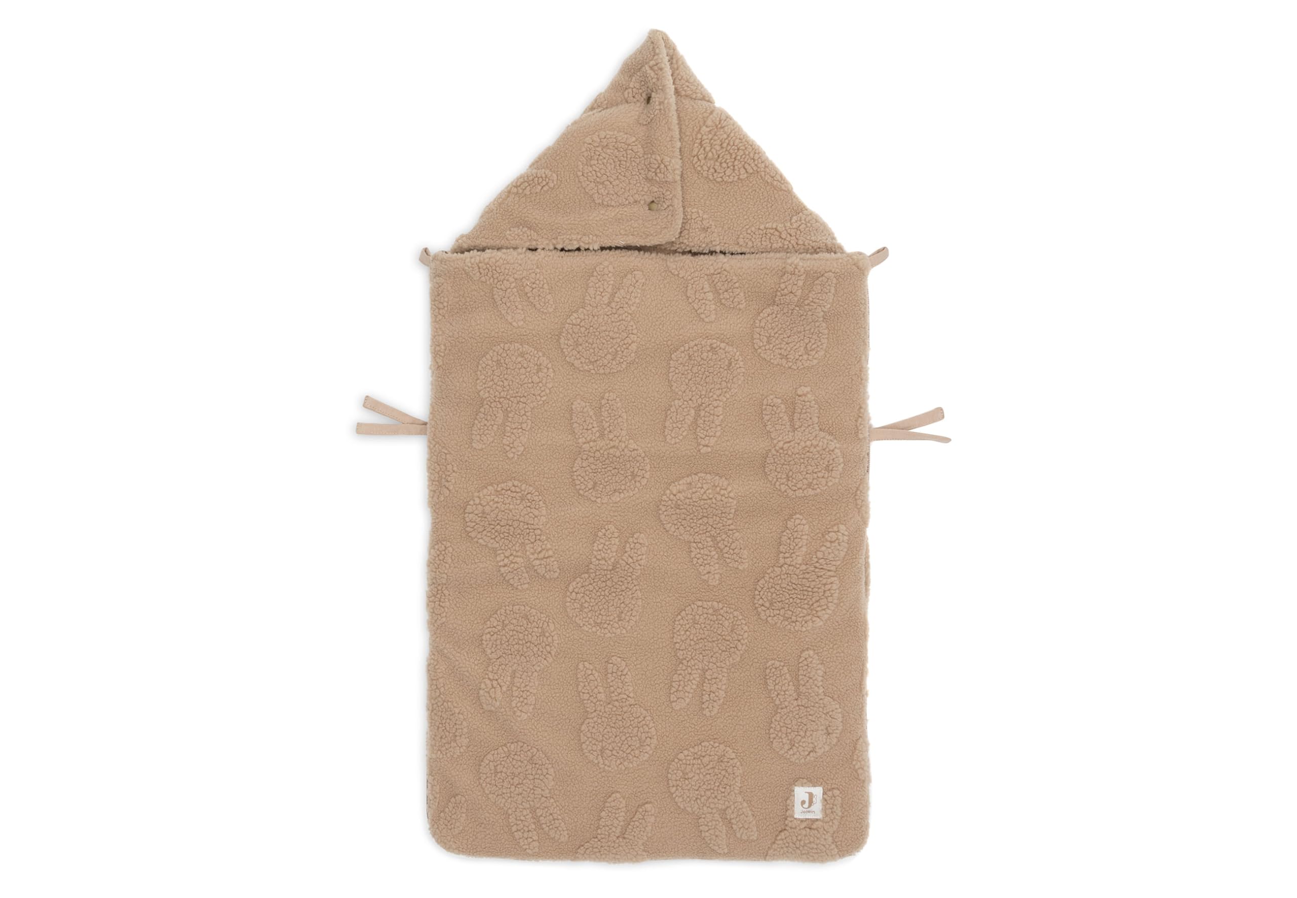 Jollein Nid d’Ange - Miffy Jacquard Teddy - Biscuit - Pour Siège Auto Groupe 0+ et Poussette - Compatible 3 et 5 Points - Tricot Jacquard avec Doublure Teddy
