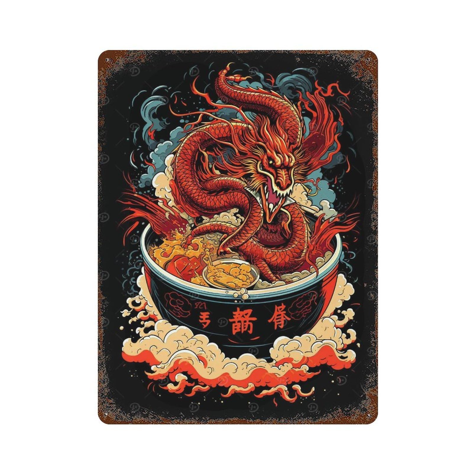Dragon Ramen Japan Rusty Metal Tin Sign 15.7"x11.8", Rustic Home Decor for Living Room, Hallway And Home Decor