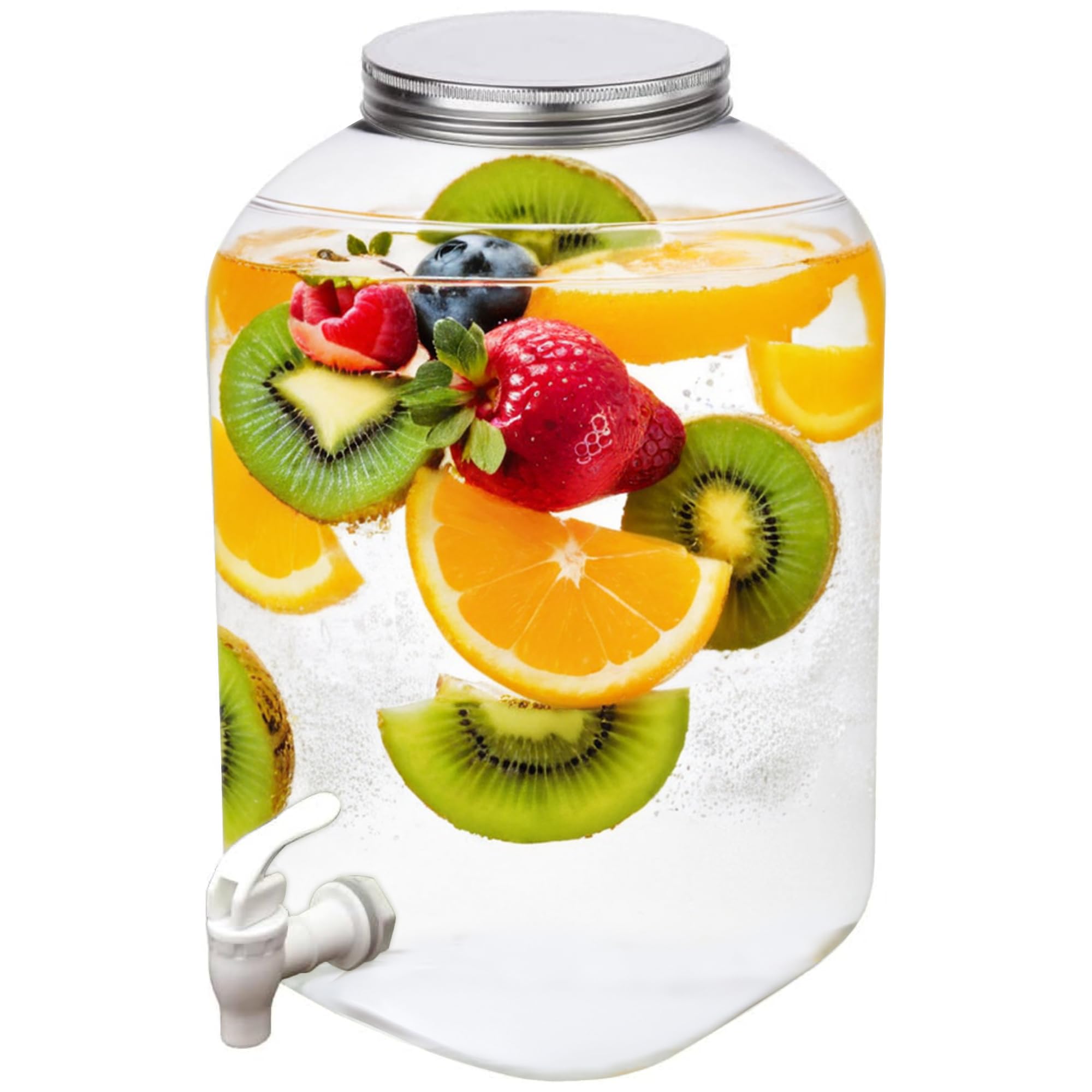 Lily's Home Plastic Beverage Dispenser with Spigot - 2 Gallon Drink Holder for Water, Juice, Tea - Ideal for Parties, Lemonade Stands, & Events