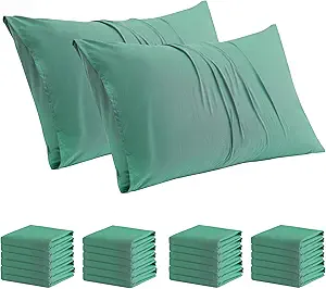 ZPECC Pillow Cases Bulk 24 Pack - Standard Pillowcases with Envelope Closure, Soft Brushed Microfiber Pillow Cover for Hotel Airb&bs Hospital Bedding Essential, Cyan