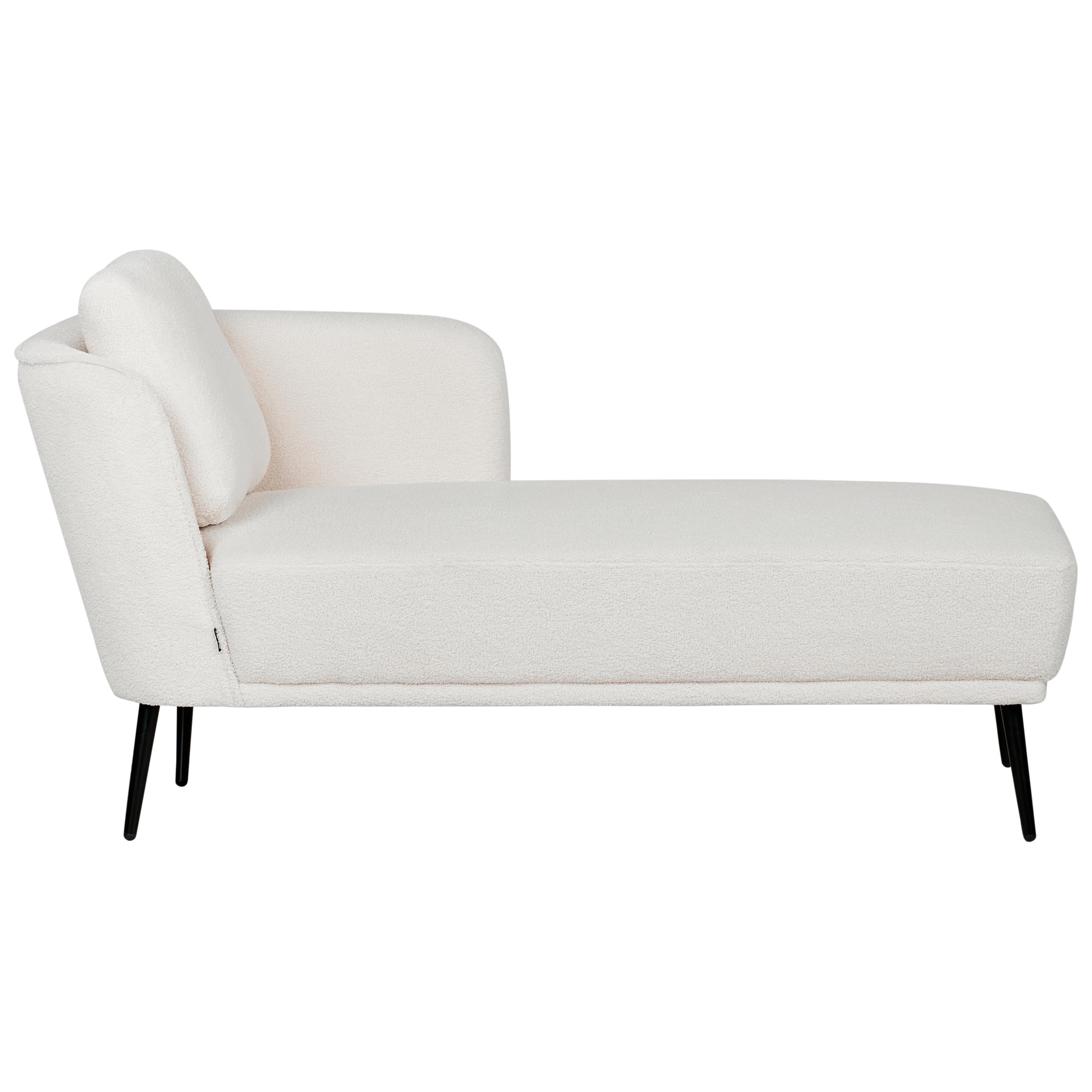 Beliani Chaise Longue à Gauche avec Coussin Méridienne de Salon en Bouclé Blanc Cassé Artheze