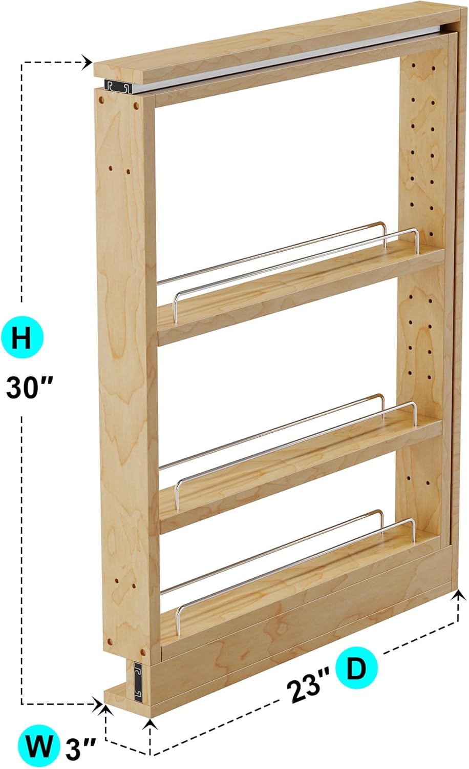 Dowell 3" Base Filler Pullout Organizer with Adjustable Shelves (Wood 4005 0330B)