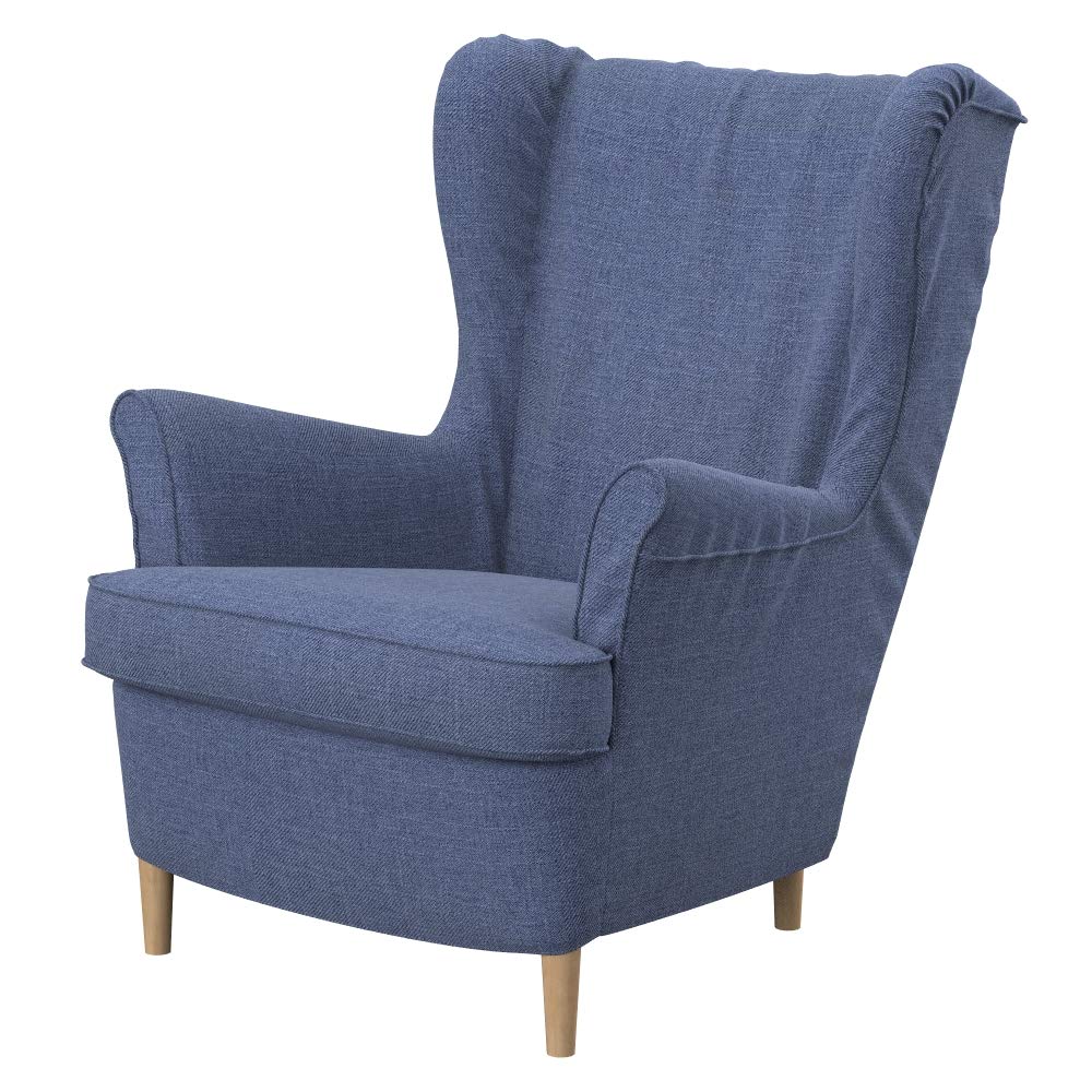 Soferia Replacement Compatible Cover for Strandmon Armchair, fabric Naturel Blue