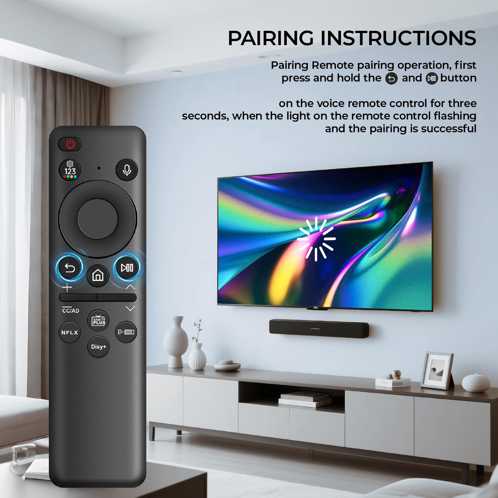 Mando a distancia de repuesto para Samsung, BN59-01432A, mando a distancia por voz para Samsung Smart TV, mando a distancia universal para televisores Sam-sung compatible con Sam-sung 2021-2023 Neo