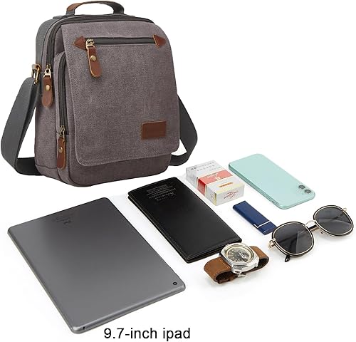 Miniatura 6 de Small Canvas Messenger Bag for MenVintage Causal Shoulder Bag Lightweight Crossbody Purse ideal Work Travel Business