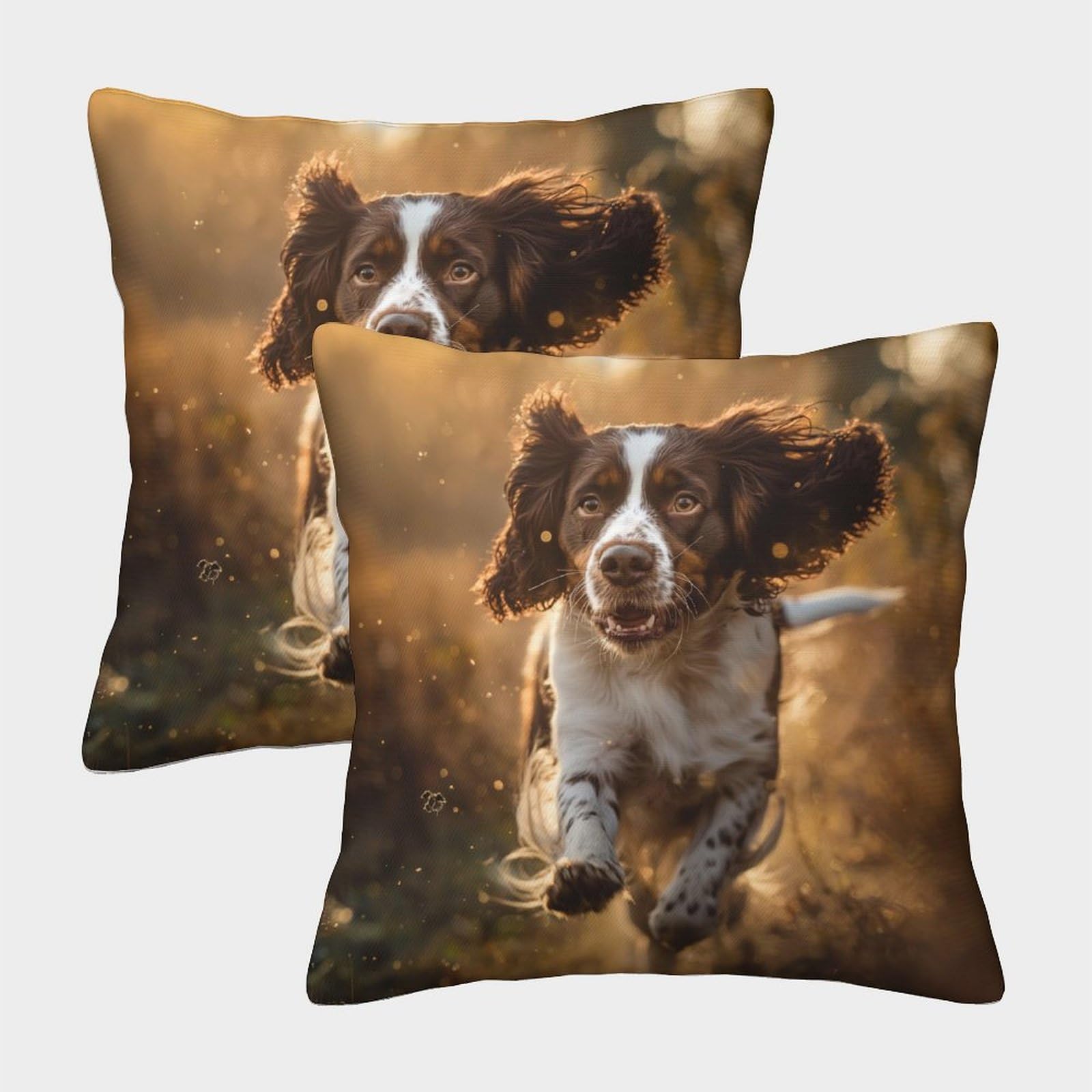 Gparsddio Style-3 English Springer Spaniel 2Pc Set Homeware Cushions Invisible Zipper Decorative Pillow Case For Bedroom Couch Car 45X45cm