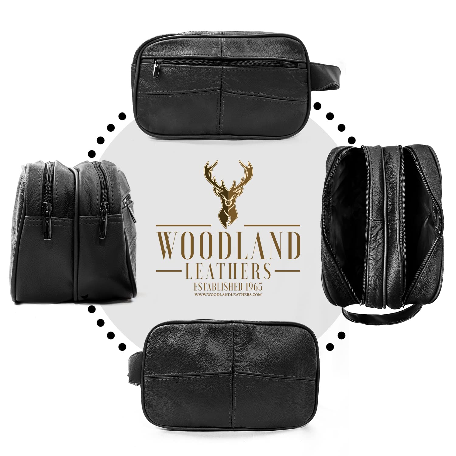 Neceser de Piel auténtica para Hombre, Neceser de Viaje, Neceser de Afeitado, Bolsa de baño, Organizador de Maquillaje, Regalo para Hombre y Mujer, Negro, clásico
