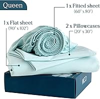 Vista 7 de MCO Juego de sábanas de 100% algodón de 300 hilos, tamaño Queen, bolsillo profundo de 16 pulgadas, sábanas refrescantes transpirables de 4 piezas