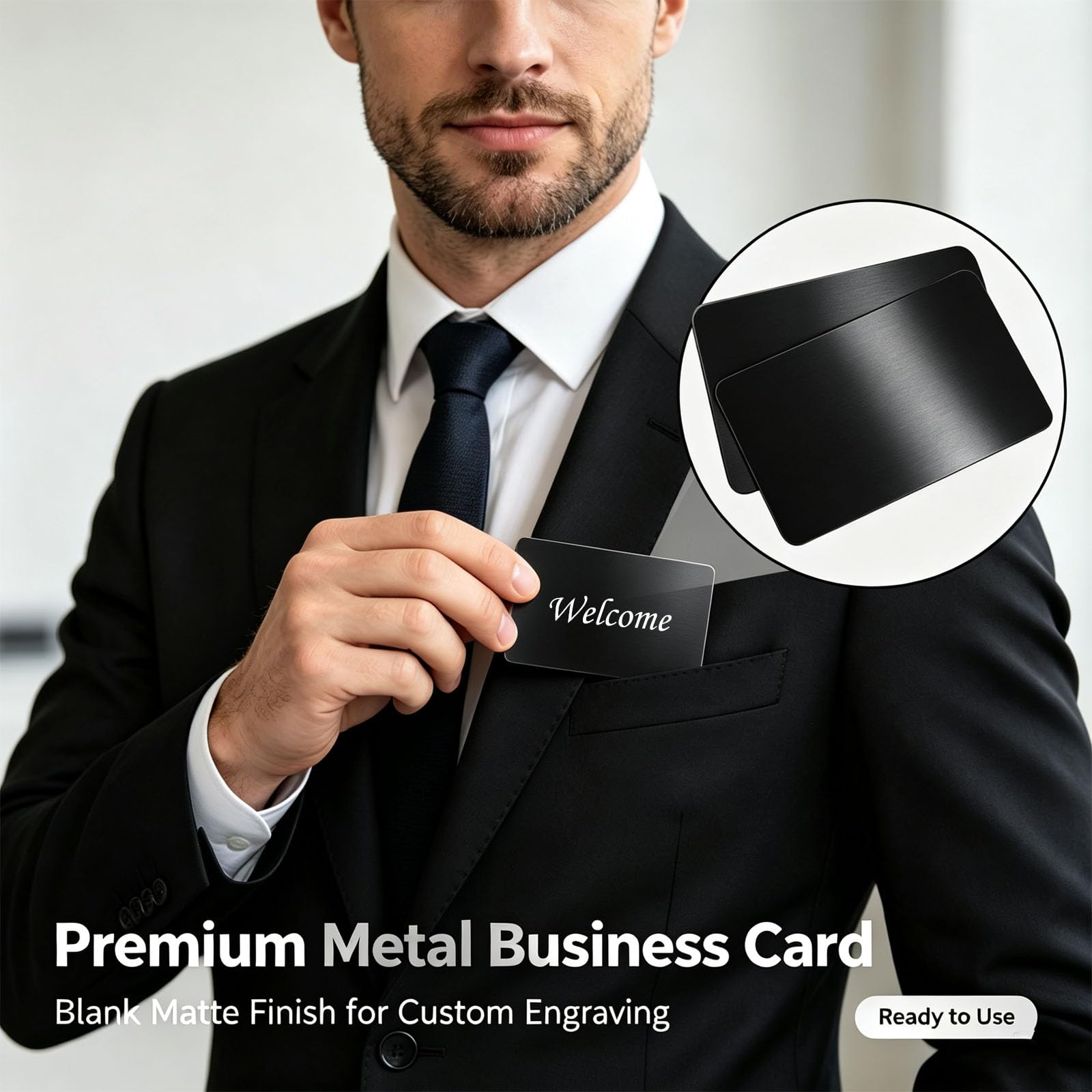 30 tarjetas de visita de acero inoxidable, tarjetas de metal en blanco