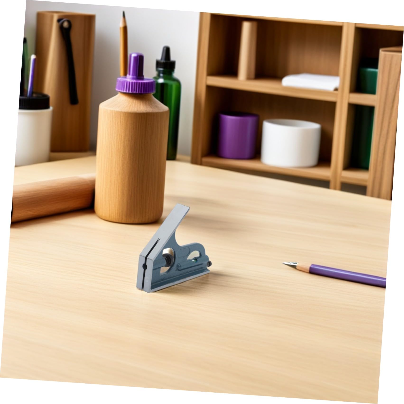 Juego de Escuadra Combinada Transportador Ajustable de Precisión de Acero al Carbono y Estuche Protector para Carpintería y Trabajos de Madera