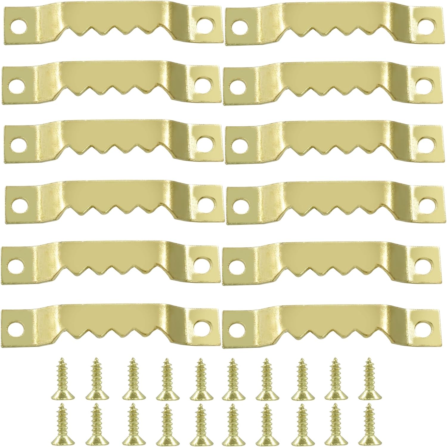 50 Pcs Small Sawtooth Picture Hangers with 100 Screws, Metal Photo Frame Hangers for Picture Frame Painting Clock Artwork Home Decoration, Gold