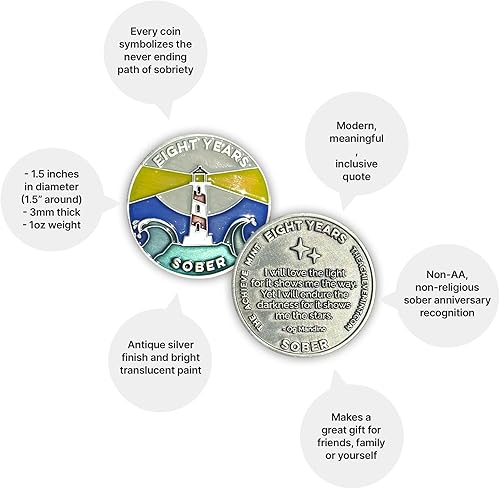 Miniatura 58 de The Achieve Mint Ficha sobria de 13 meses Chip sobrio de trece meses Regalo no AA, medallones no religiosos para hombres y mujeres que celebran