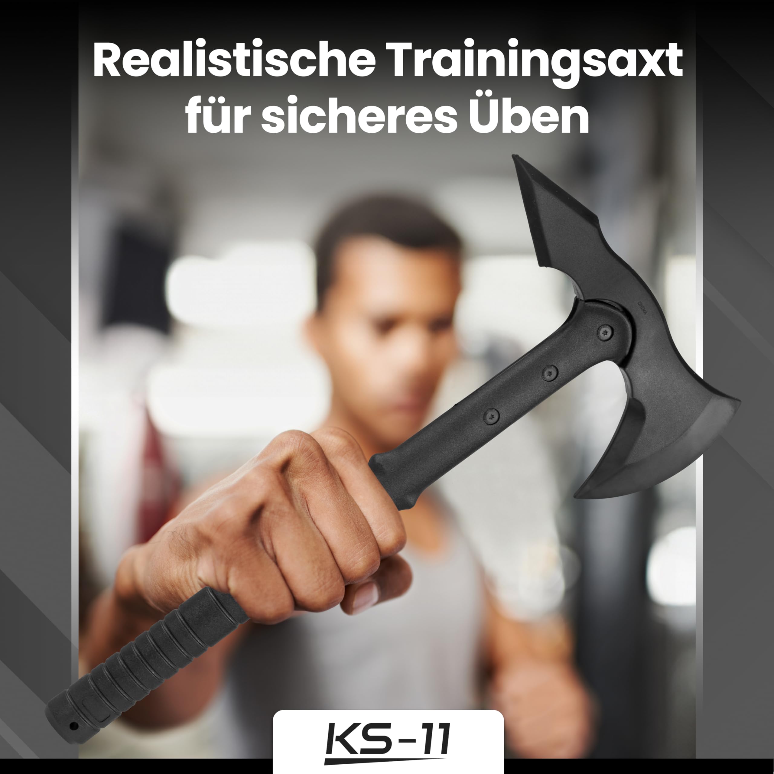 KS-11 Trainingsaxt stabile Gummiausführung - Axt aus Gummi Tomahawk - Wurfaxt Beil, schwarz