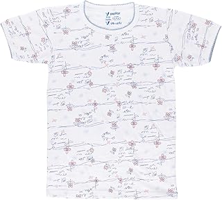 بابيلون فانلة قطن نصف كم بطبعة زهور للبنات بعمر 6 سنوات، لون ابيض