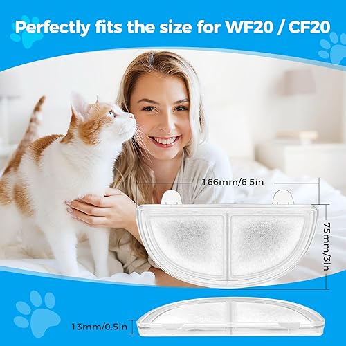 Miniatura 6 de WF20CF20 - Filtro de fuente de agua para gatos, filtro de fuente de agua para mascotas para bombas inalámbricas, fuente de agua para mascotas,