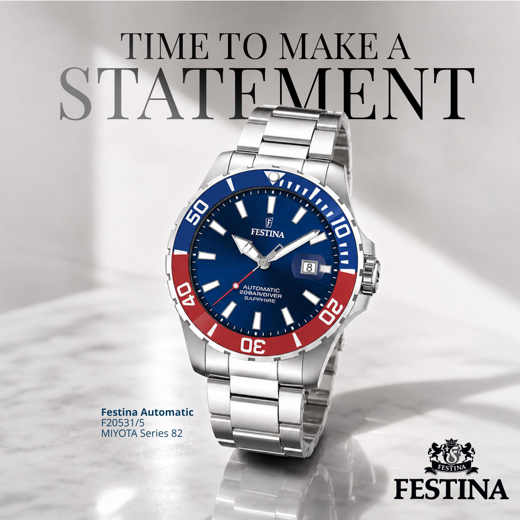 Festina Uhr Automatik Herren aus Edelstahl 316l Silberfarben