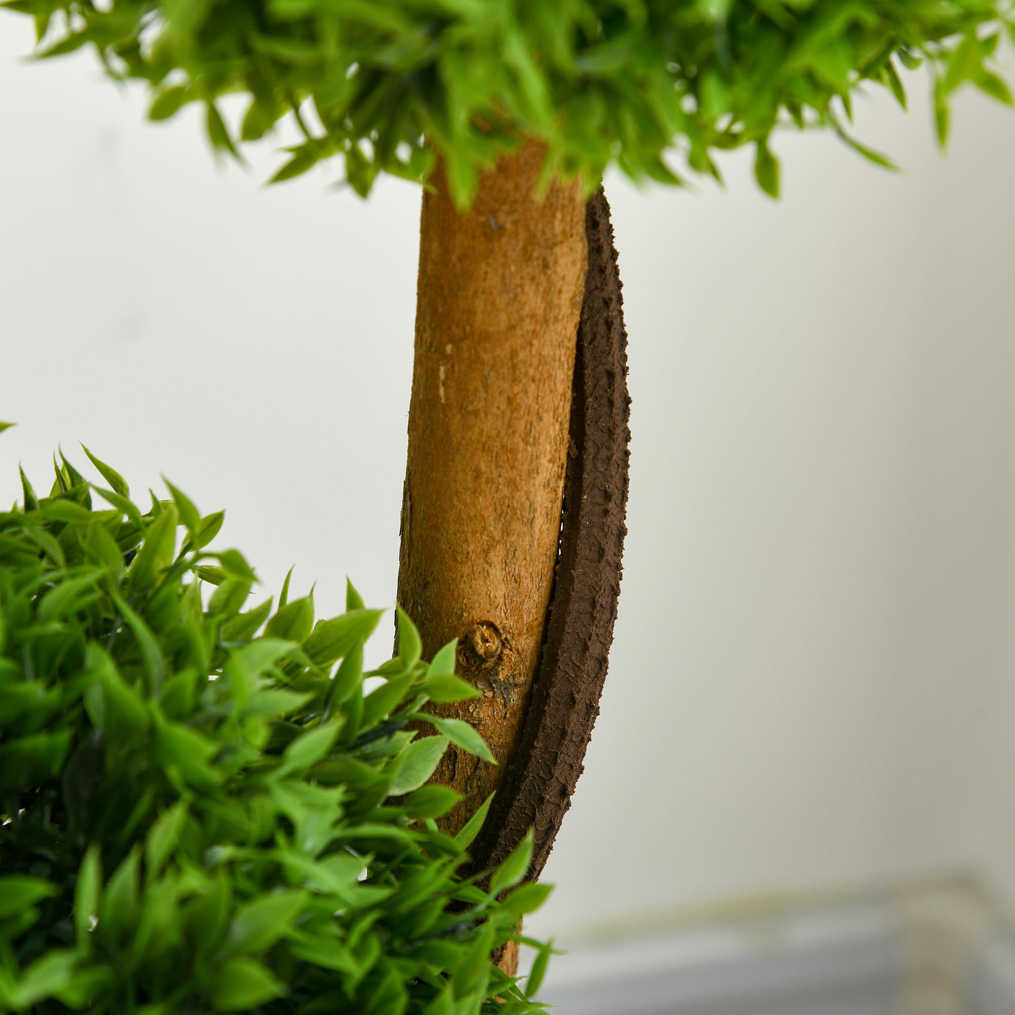 HOMCOM Arbre Artificiel, Plante Artificiel, buis avec 3 Boules Feuilles de Bambou, Pot Inclus, intérieur et extérieur, Hauteur 110 cm, Aucun Assemblage nécessaire, Vert