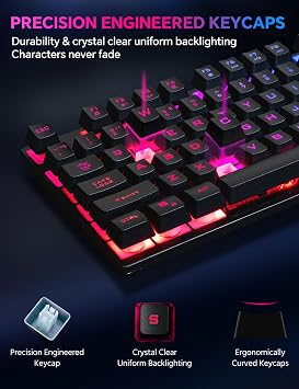 Wireless Gaming Keyboard,Rechargeable LED Keyboard,Teclado inalmbrico-Black